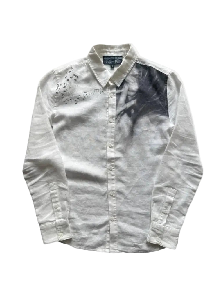 “notes” linen button up