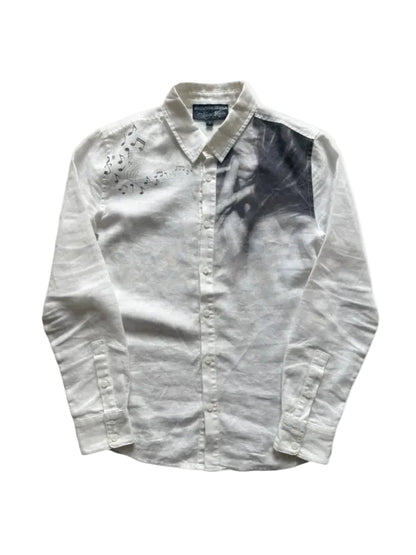 “notes” linen button up