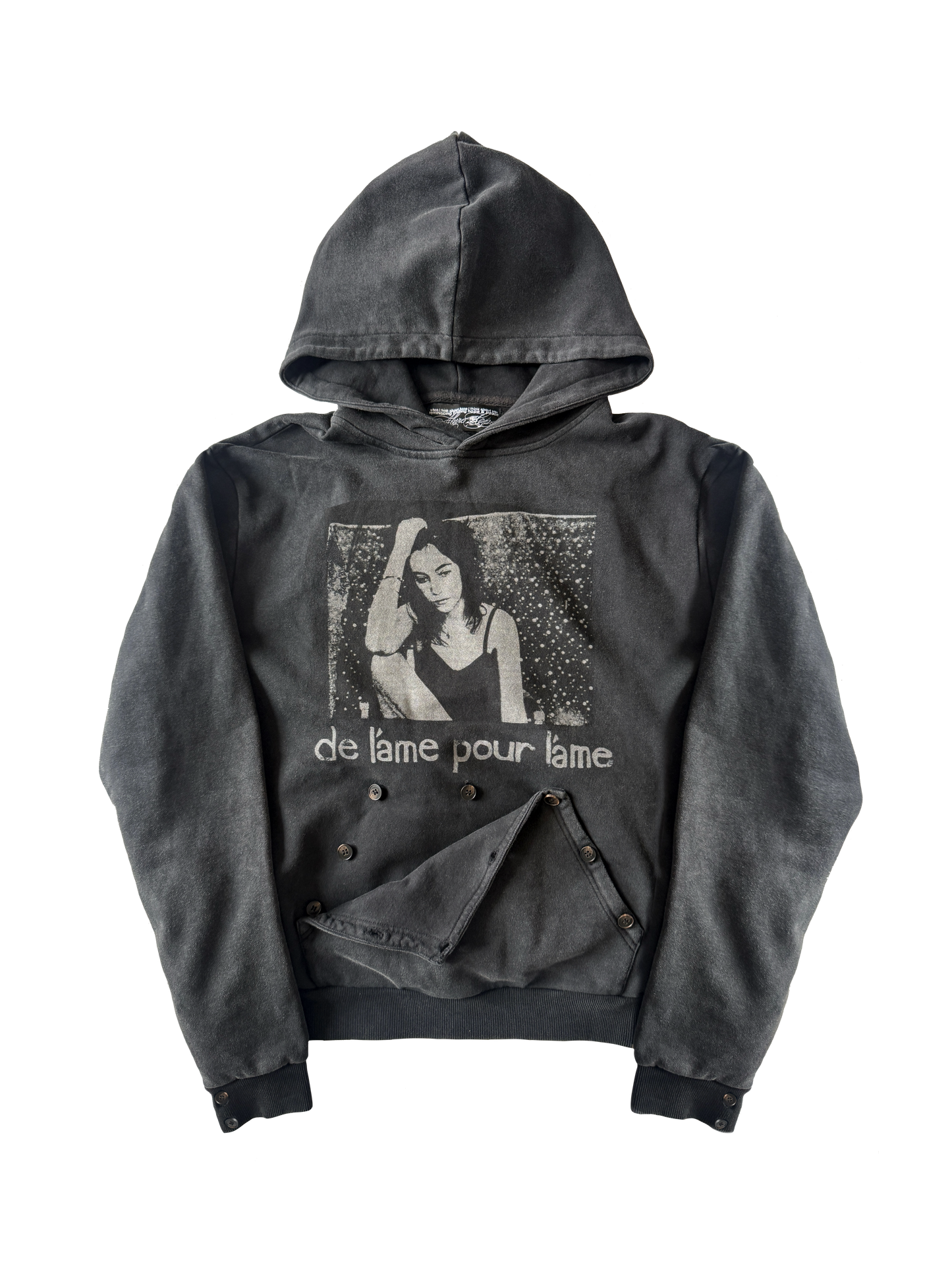 làme button hoodie
