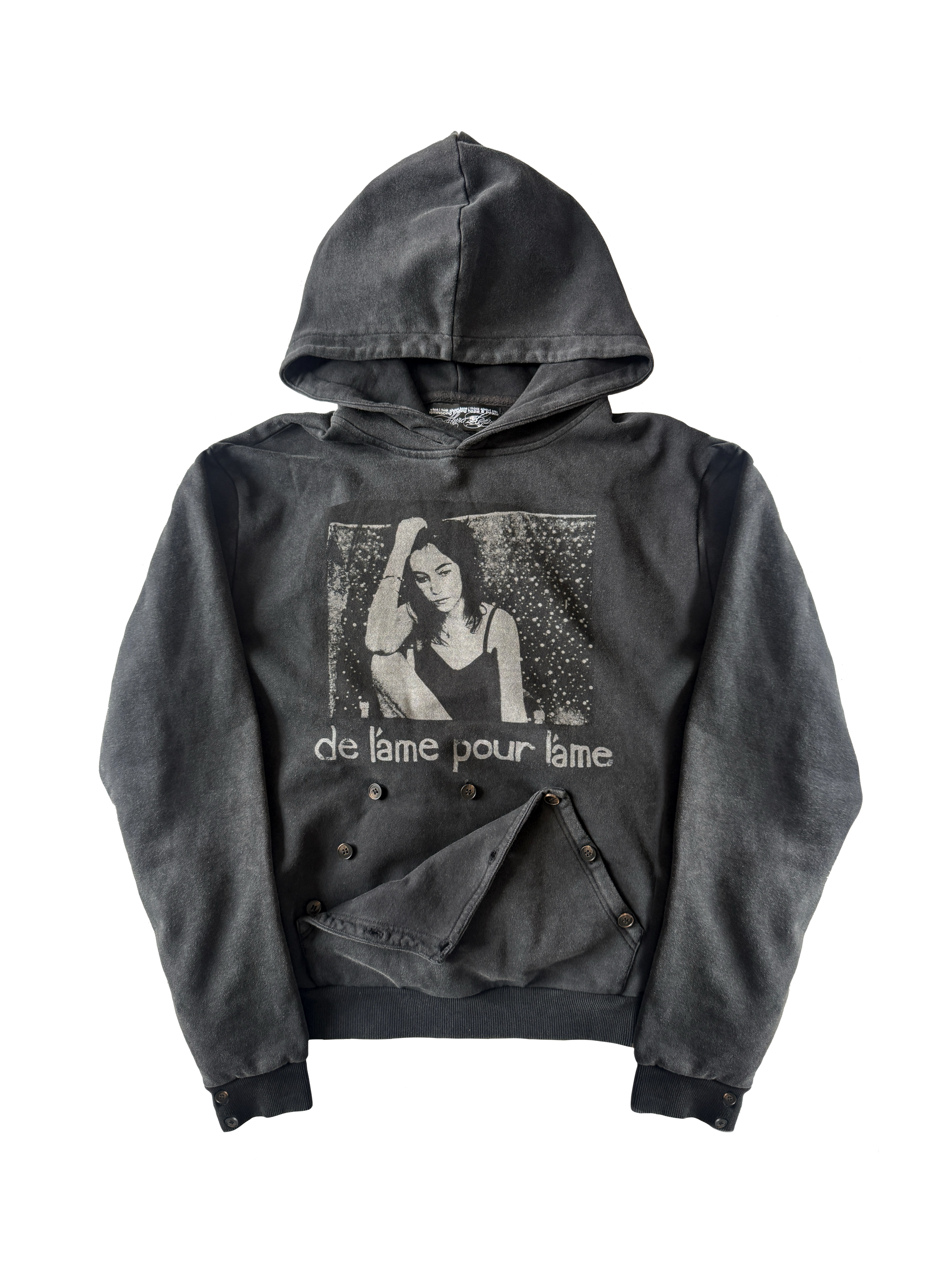 làme button hoodie