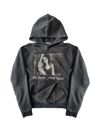 làme button hoodie