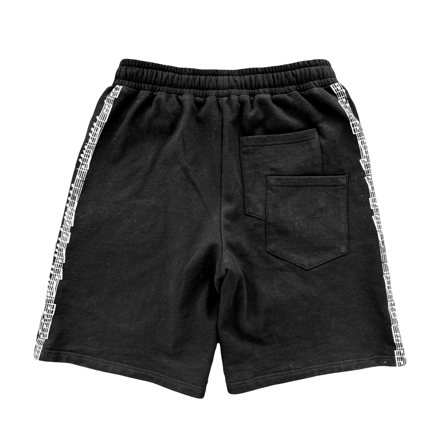 “notes” striped shorts