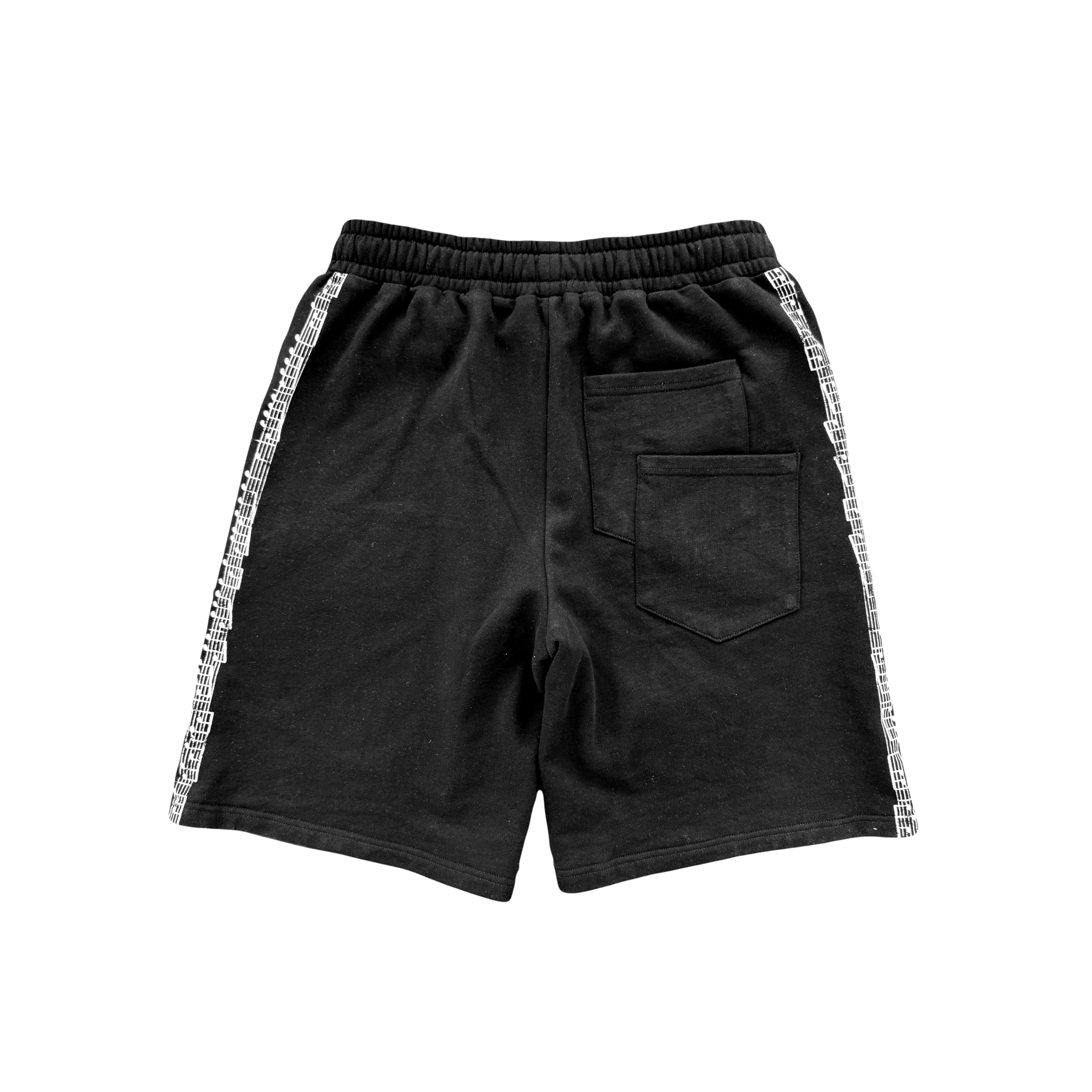 “notes” striped shorts
