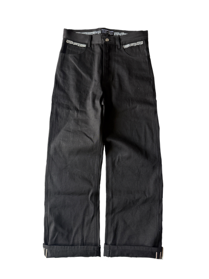 black raw selvedge denim jeans