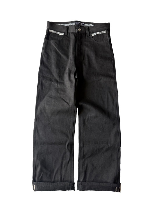 black raw selvedge denim jeans
